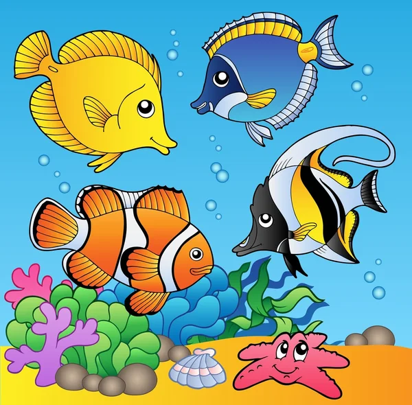 Hewan bawah air dan ikan 2 - Stok Vektor