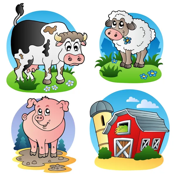 Çeşitli çiftlik hayvanları 1 — Stok Vektör