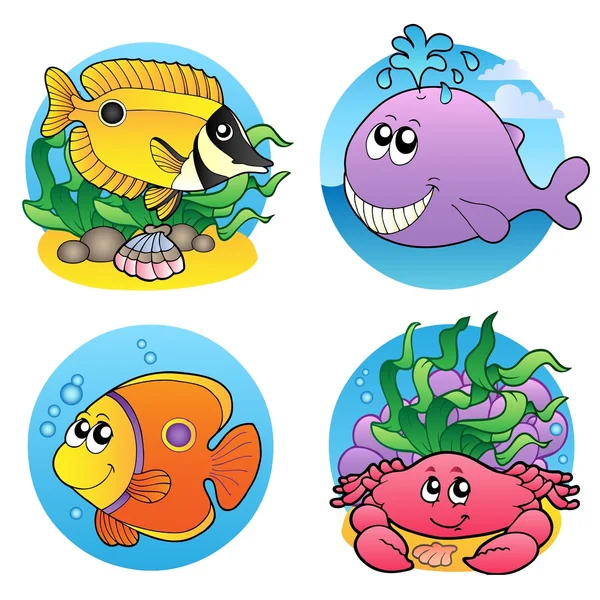 Various water animals and fishes 2 — Stock Vector