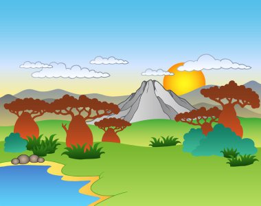 Cartoon African landscape clipart