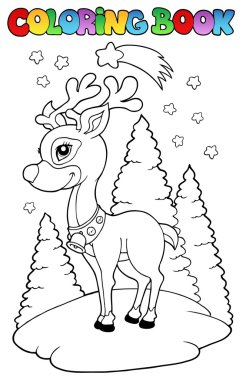 Coloring book Christmas reindeer 2 clipart