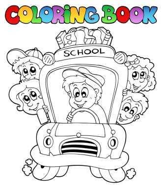 Coloring book with school images 3 clipart