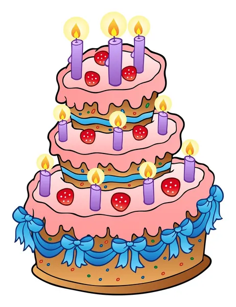 Cake met kaarsen en linten — Stockvector