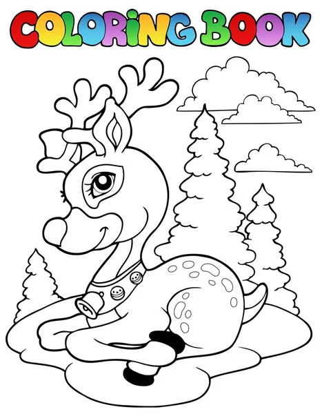 Coloring book Christmas reindeer 1 — Stock Vector
