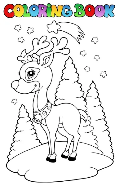 Coloring book Christmas reindeer 2 — Stock Vector