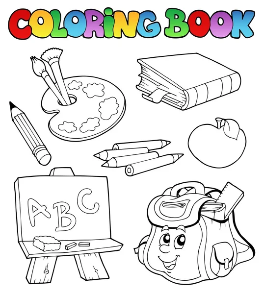 Livro para colorir com imagens escolares 1 — Vetor de Stock