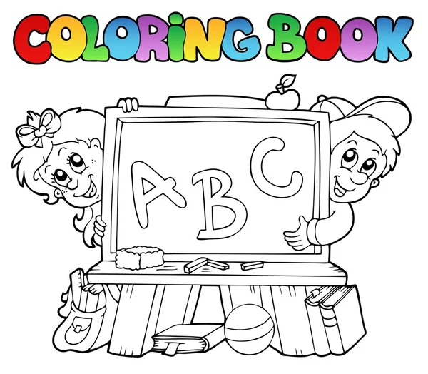 Livre à colorier avec images scolaires 2 — Image vectorielle