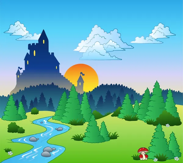 Fairy tale landscape 1 — Stock Vector