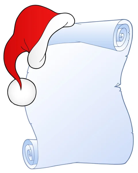 Christmas scroll with hat 1 — Stock Vector
