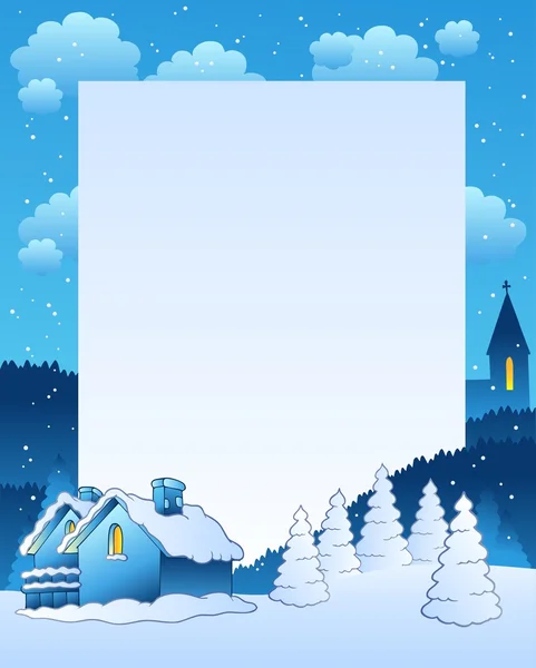 Winter frame with small village — Stock Vector