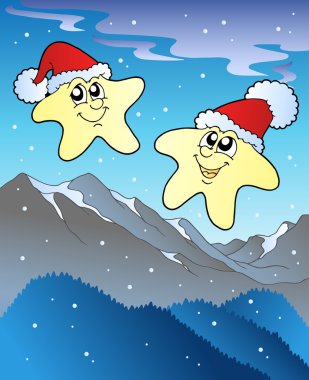 Christmas stars with hats clipart