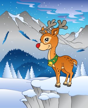 Winter landscape with reindeer 1 clipart