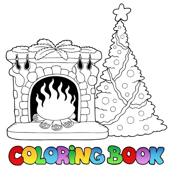 Coloring book with fireplace — Stock Vector