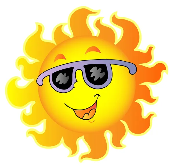 Fröhliche Sonne mit Sonnenbrille — Stockvektor