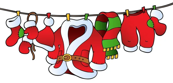 Costume de Noël sur corde à linge — Image vectorielle