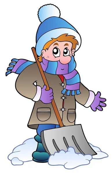 Man cleaning snow — Stock Vector