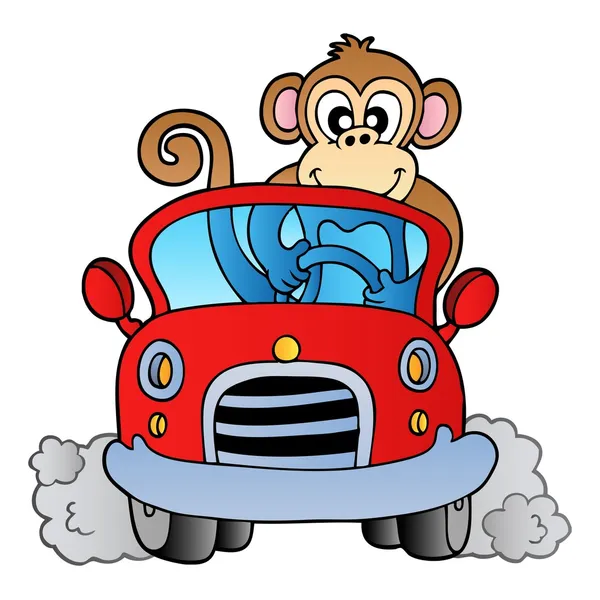 車の中で猿 — ストックベクタ