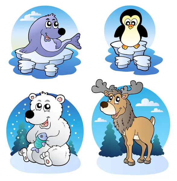 Various cute winter animals — Stock Vector