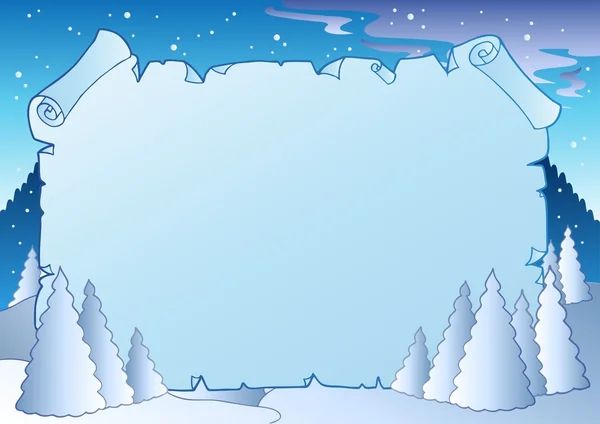 Zimní krajina s modrým svitek — Stockový vektor