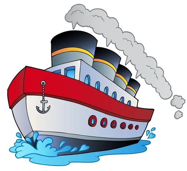 Großes Cartoon-Dampfschiff — Stockvektor