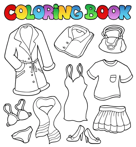 Coloring book dress collection 1 — Stock Vector
