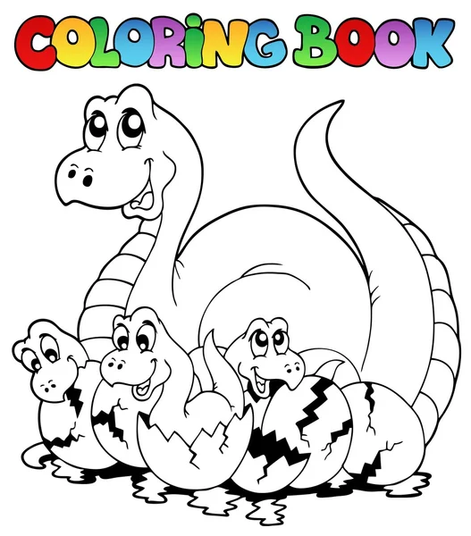 Libro para colorear con dinosaurios jóvenes — Archivo Imágenes Vectoriales