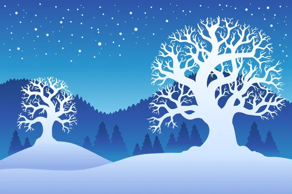 雪 2 で 2 つの冬の木 — ストックベクタ