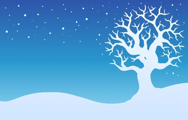 冬天树与雪 1 — 图库矢量图片