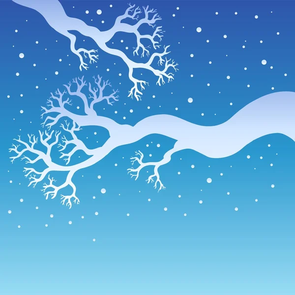 Tree branches with snowy sky — Stock Vector