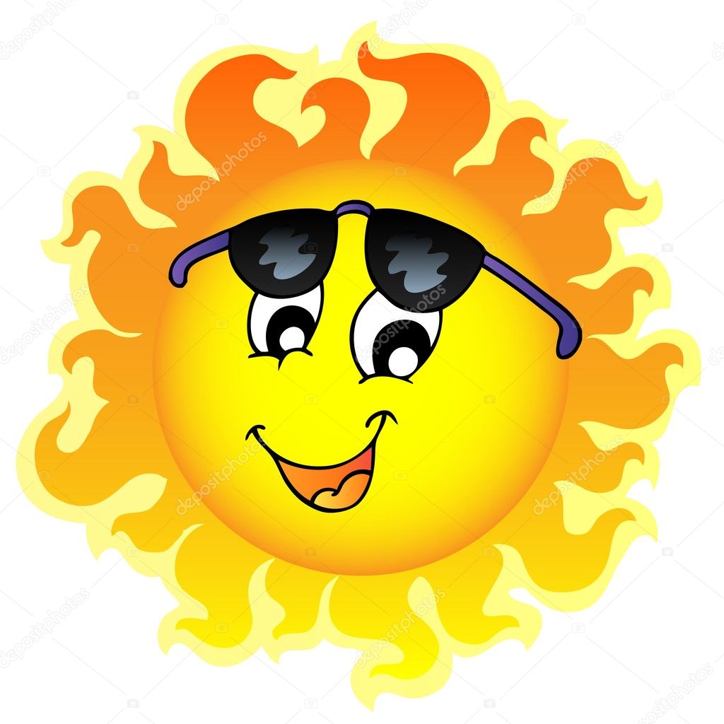 Cute funny Sun with sunglasses — Stock Vector © clairev #4525420