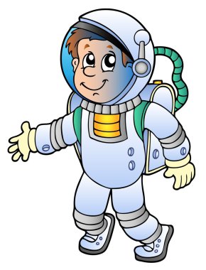 Cartoon astronaut on white background - vector illustration. clipart