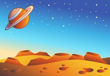 Cartoon red planet landscape - vector illustration. clipart