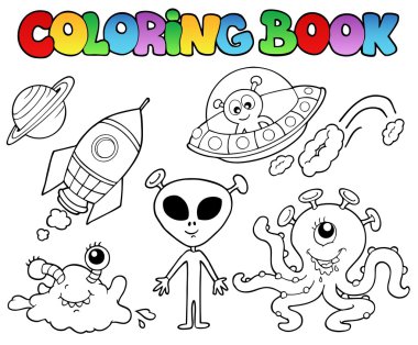 Coloring book with aliens clipart