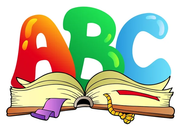 Cartoon Abc Letters Open Book Illustrazione Vettoriale — Vettoriale Stock