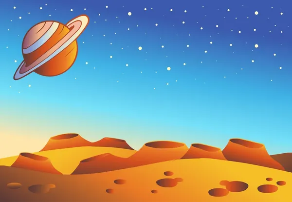 Cartoon Red Planet Landscape Vector Illustration — Stock Vector