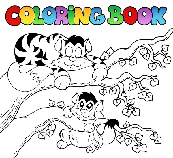 Livre à colorier avec deux chats — Image vectorielle