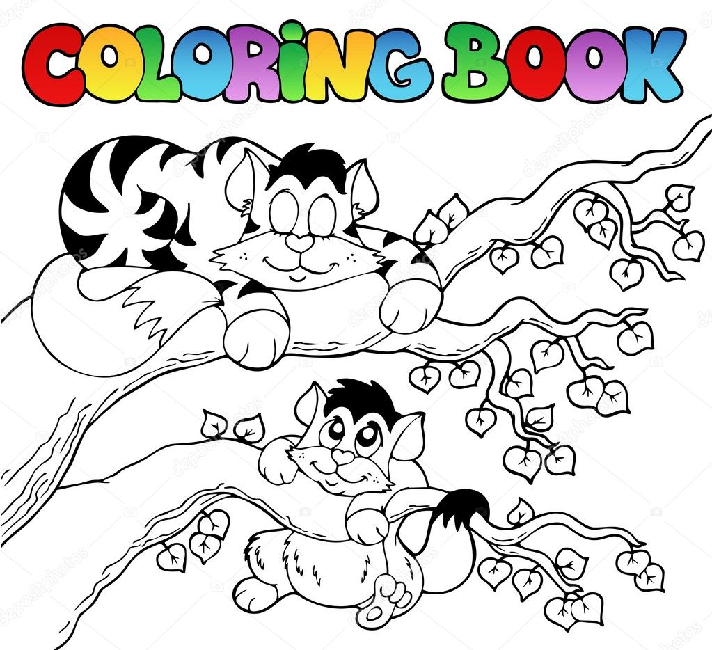 Livre de coloriage avec deux chats illustration vectorielle — Vector by clairev