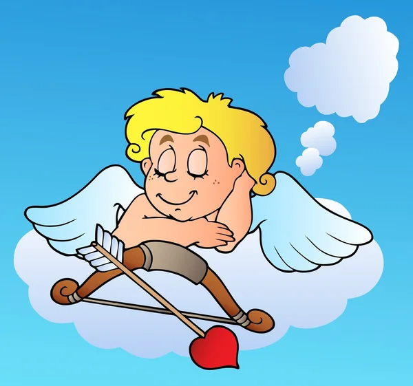 Sonhando Valentine Cupido com arco — Vetor de Stock