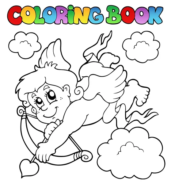 Coloring book with Cupid 1 — Stock Vector