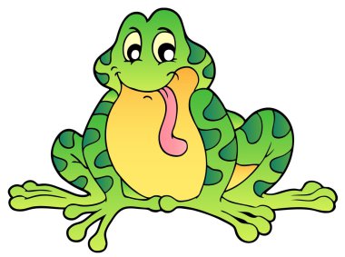 Green sitting frog - vector illustration. clipart