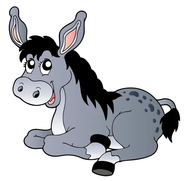 Cartoon Liggen Donkey Vectorillustratie — Stockvector