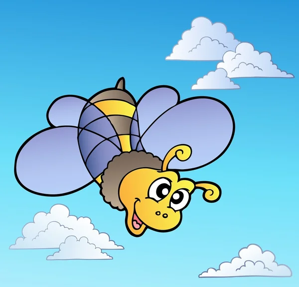 Милая пчела на голубом небе — стоковый вектор