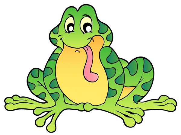 緑の座っているカエル ベクトル イラスト — ストックベクタ
