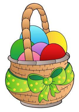 Basket with Easter eggs clipart