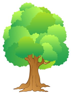 Big tree with green treetop - vector illustration. clipart