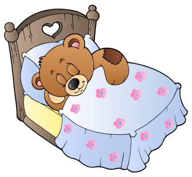 Cute sleeping teddy bear clipart