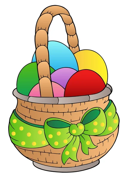 装有复活节彩蛋的篮子 — 图库矢量图片
