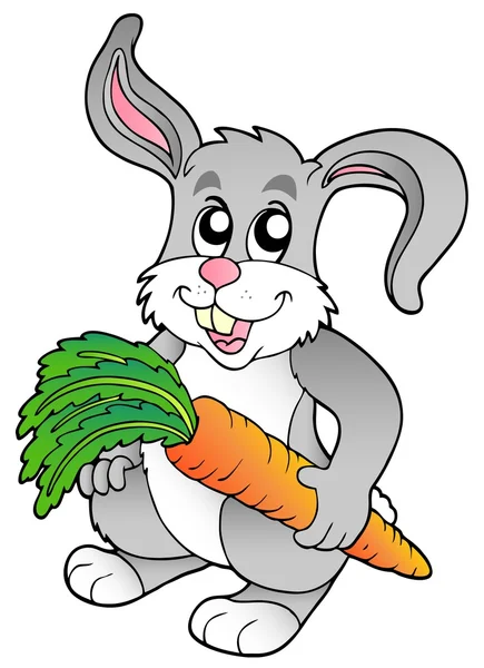 Cute Bunny Holding Carrot Vector Illustration — Stock Vector