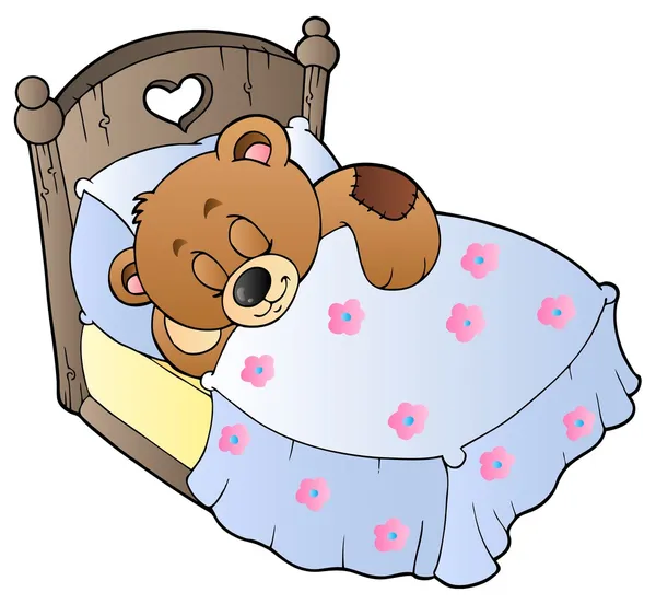 Urso de pelúcia adormecido bonito — Vetor de Stock