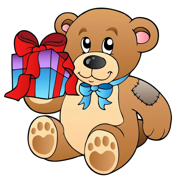 Χαριτωμένο Αρκουδάκι Δώρο Εικονογράφηση Φορέας — Διανυσματικό Αρχείο